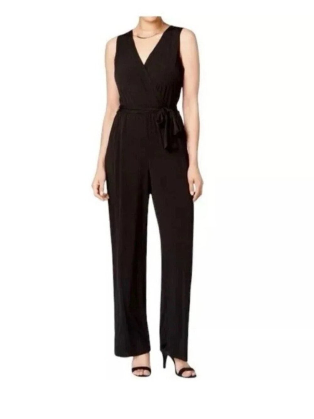 3/$35 Annalee + Hope Black Sleeveless Wrap Jumpsuit with Tie Waist